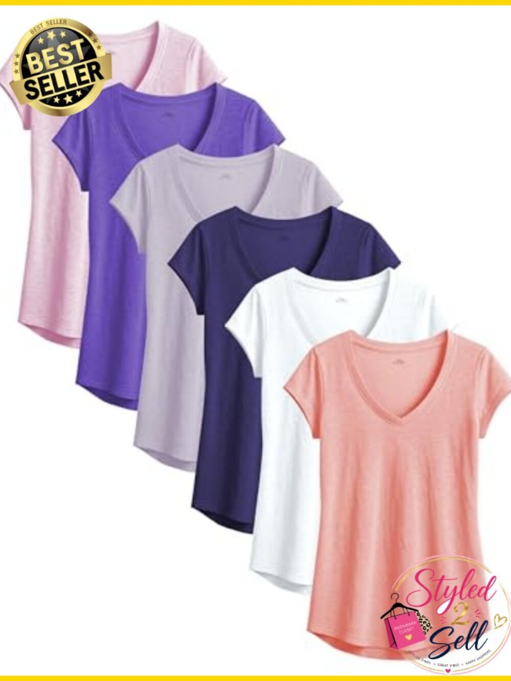 Womens V-Neck Short Sleeve Tees Semi Sheer Slub Burnout Workout Tops